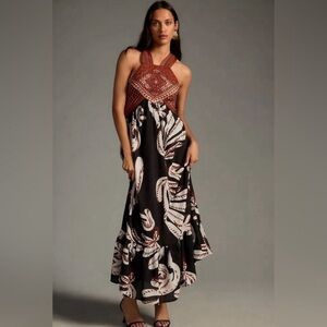 Anthropologie Deco Printed Halter Dress